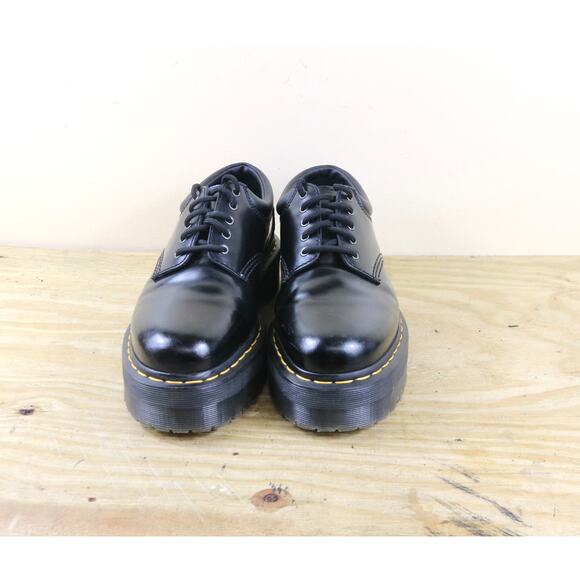 Doc Martens Womens 10 Platform Black Leather Quad Derby Oxfords 8053 Goth Punk - Picture 2 of 7
